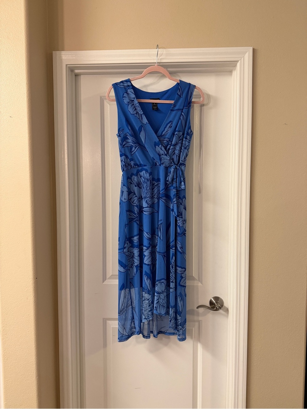 Floral Blue Wrap Midi Dress